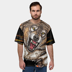 Футболка оверсайз мужская Волк и царапины, цвет: 3D-принт — фото 2