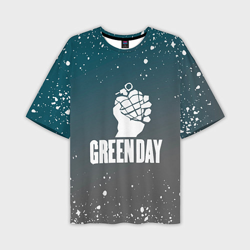 Мужская футболка оверсайз Green day - брызги / 3D-принт – фото 1