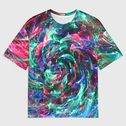 Футболка оверсайз мужская Абстрактные волны огоньков, цвет: 3D-принт