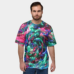 Футболка оверсайз мужская Абстрактные волны огоньков, цвет: 3D-принт — фото 2