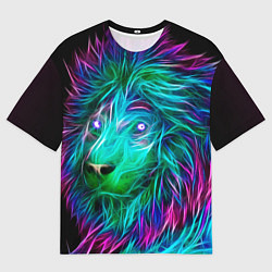 Мужская футболка оверсайз Светящийся неоновый лев