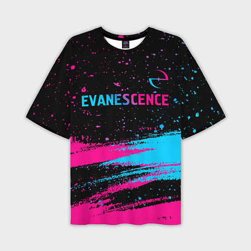 Мужская футболка оверсайз Evanescence - neon gradient: символ сверху / 3D-принт – фото 1