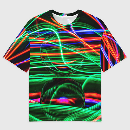Мужская футболка оверсайз Абстрактное множество цветных линий / 3D-принт – фото 1
