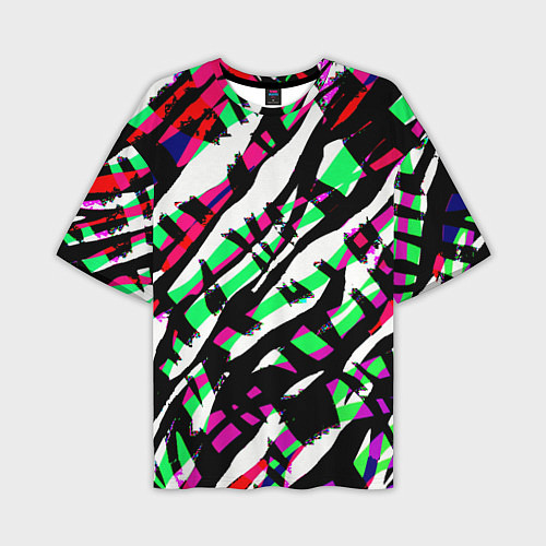 Мужская футболка оверсайз Разноцветная Зебра / 3D-принт – фото 1
