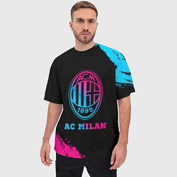 Футболка оверсайз мужская AC Milan - neon gradient, цвет: 3D-принт — фото 2