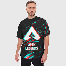 Футболка оверсайз мужская Apex Legends в стиле glitch и баги графики на темн, цвет: 3D-принт — фото 2