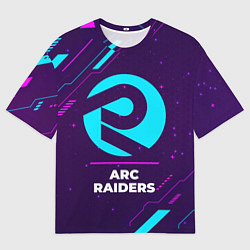 Мужская футболка оверсайз Символ ARC Raiders в неоновых цветах на темном фон