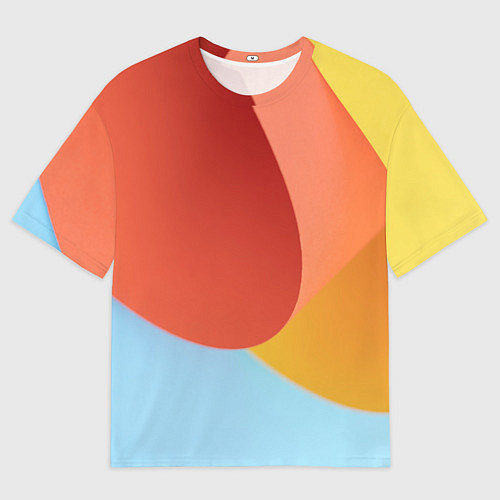 Мужская футболка оверсайз Абстрактные разноцветные листы / 3D-принт – фото 1