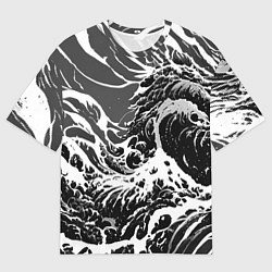 Футболка оверсайз мужская Черно-белые волны, цвет: 3D-принт