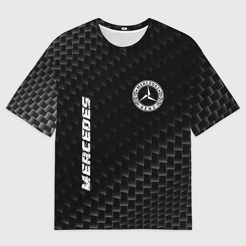 Мужская футболка оверсайз Mercedes карбоновый фон / 3D-принт – фото 1
