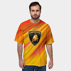 Футболка оверсайз мужская Lamborghini - яркая абстракция, цвет: 3D-принт — фото 2