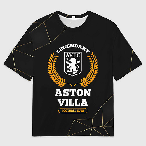 Мужская футболка оверсайз Лого Aston Villa и надпись legendary football club / 3D-принт – фото 1