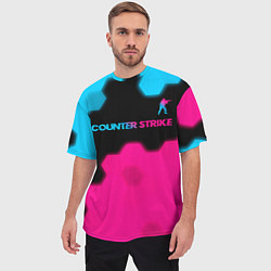 Футболка оверсайз мужская Counter Strike - neon gradient: символ сверху, цвет: 3D-принт — фото 2