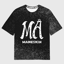 Мужская футболка оверсайз Maneskin с потертостями на темном фоне