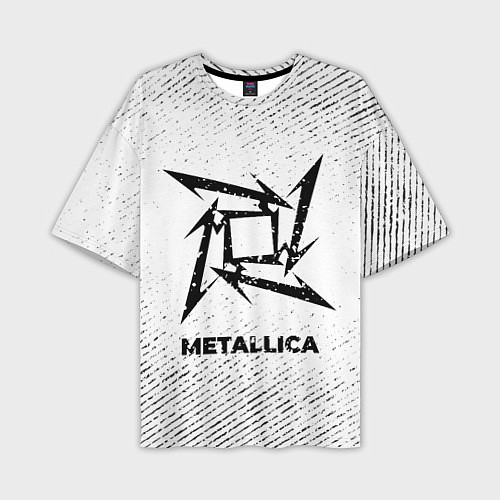 Мужская футболка оверсайз Metallica с потертостями на светлом фоне / 3D-принт – фото 1