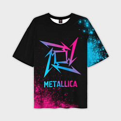 Мужская футболка оверсайз Metallica - neon gradient