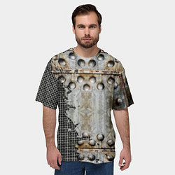 Футболка оверсайз мужская Клепаный рваный металл, цвет: 3D-принт — фото 2
