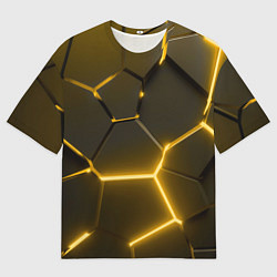 Мужская футболка оверсайз Золотые неоновые геометрические плиты
