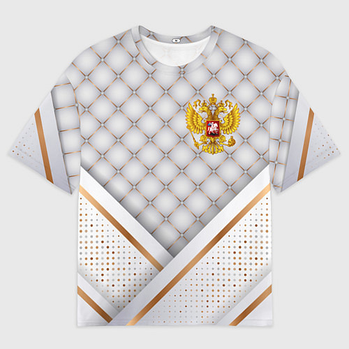 Мужская футболка оверсайз Герб России white gold / 3D-принт – фото 1