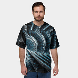 Футболка оверсайз мужская Кибернетический абстрактный тоннель, цвет: 3D-принт — фото 2