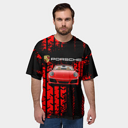Футболка оверсайз мужская Porsche - авто, цвет: 3D-принт — фото 2