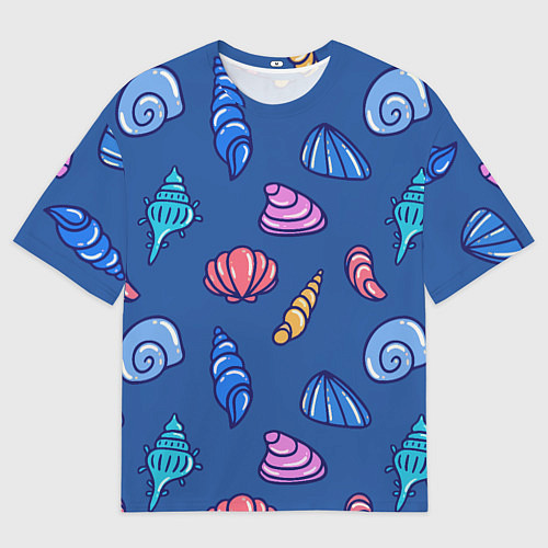 Мужская футболка оверсайз Паттерн из морских раковин / 3D-принт – фото 1