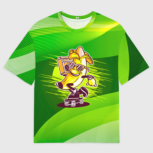 Мужская футболка оверсайз Банан катится на скейте / 3D-принт – фото 1