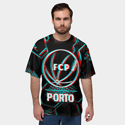 Футболка оверсайз мужская Porto FC в стиле glitch на темном фоне, цвет: 3D-принт — фото 2