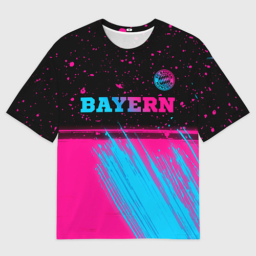 Мужская футболка оверсайз Bayern - neon gradient: символ сверху / 3D-принт – фото 1