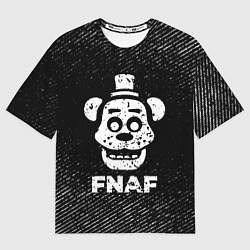 Футболка оверсайз мужская FNAF с потертостями на темном фоне, цвет: 3D-принт