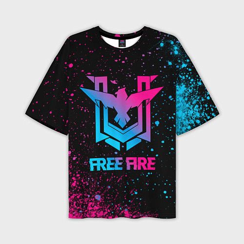 Мужская футболка оверсайз Free Fire - neon gradient / 3D-принт – фото 1