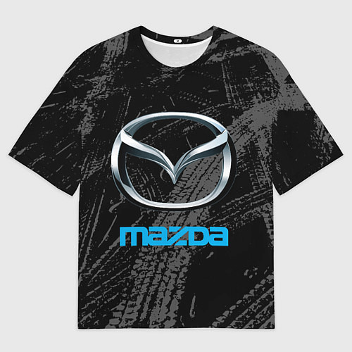 Мужская футболка оверсайз Mazda - следы шин / 3D-принт – фото 1