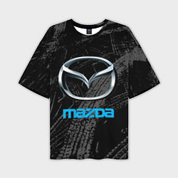 Мужская футболка оверсайз Mazda - следы шин