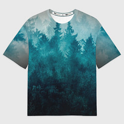 Футболка оверсайз мужская Темный хвойный лес, цвет: 3D-принт