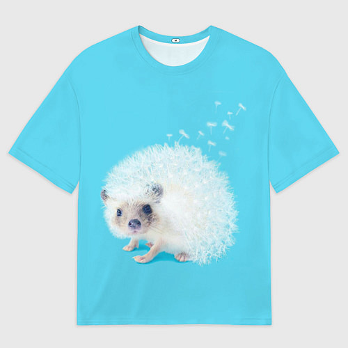 Мужская футболка оверсайз Белый ежик одуванчик / 3D-принт – фото 1