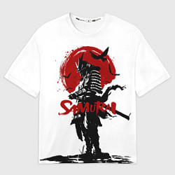 Мужская футболка оверсайз Самурай и Красное Солнце