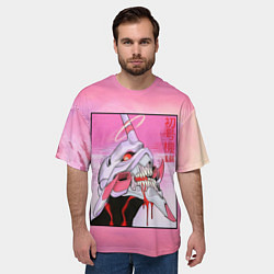 Футболка оверсайз мужская EVANGELION PINK Берсерк mode, цвет: 3D-принт — фото 2
