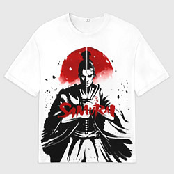 Мужская футболка оверсайз Самурай С Катаной Перед Лицом