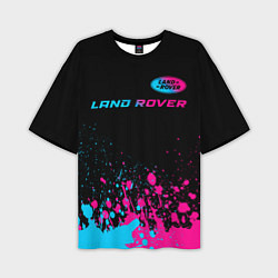 Мужская футболка оверсайз Land Rover - neon gradient: символ сверху