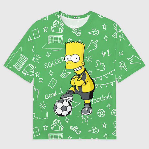 Мужская футболка оверсайз Барт Симпсон - крутой футболист! / 3D-принт – фото 1