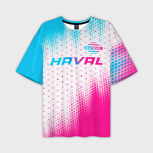 Мужская футболка оверсайз Haval neon gradient style: символ сверху / 3D-принт – фото 1