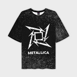 Мужская футболка оверсайз Metallica с потертостями на темном фоне
