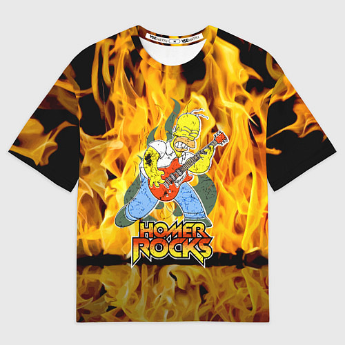 Мужская футболка оверсайз Гомер Симпсон - соло на гитаре! / 3D-принт – фото 1