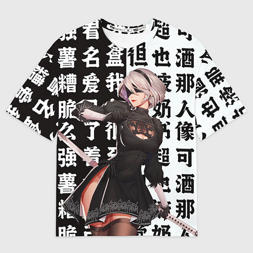 Мужская футболка оверсайз 2B с катаной Nier Automata / 3D-принт – фото 1