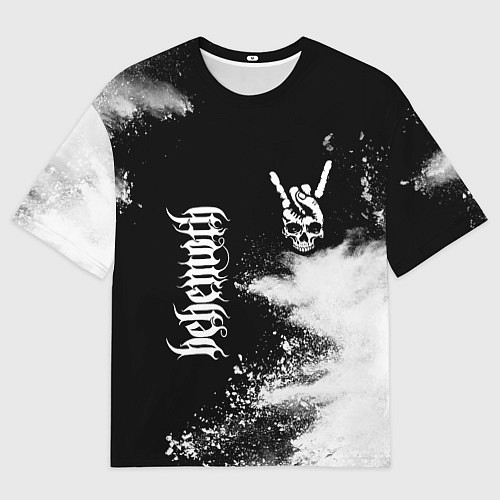 Мужская футболка оверсайз Behemoth и рок символ на темном фоне / 3D-принт – фото 1