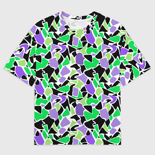 Мужская футболка оверсайз Зелено-фиолетовый абстрактный узор / 3D-принт – фото 1