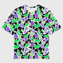 Мужская футболка оверсайз Зелено-фиолетовый абстрактный узор
