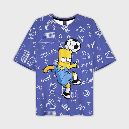 Мужская футболка оверсайз Барт Симпсон бьёт футбольный мяч головой / 3D-принт – фото 1