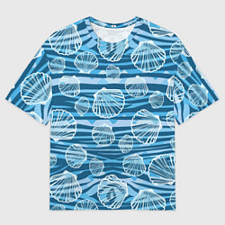 Мужская футболка оверсайз Паттерн из створок ракушки - океан