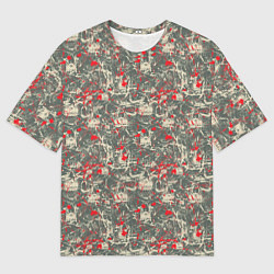 Футболка оверсайз мужская Череп и брызги крови, цвет: 3D-принт